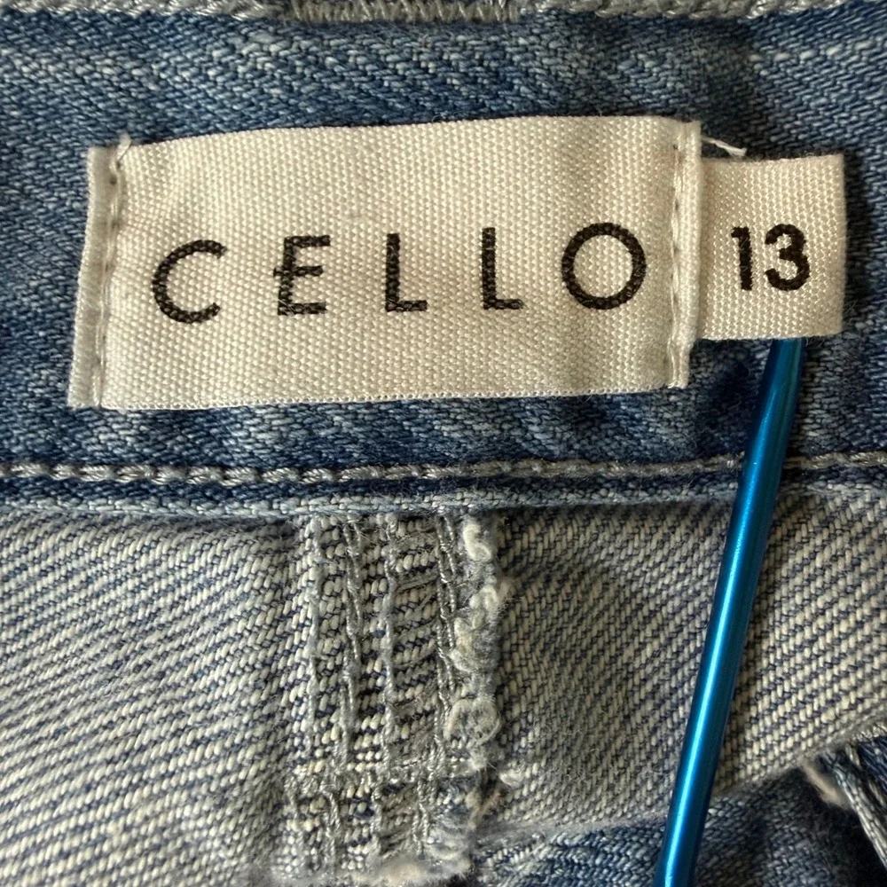 Cello Cargo Wide Leg Jeans Womens 13 Light Wash High Rise Carpenter Denim 31x31